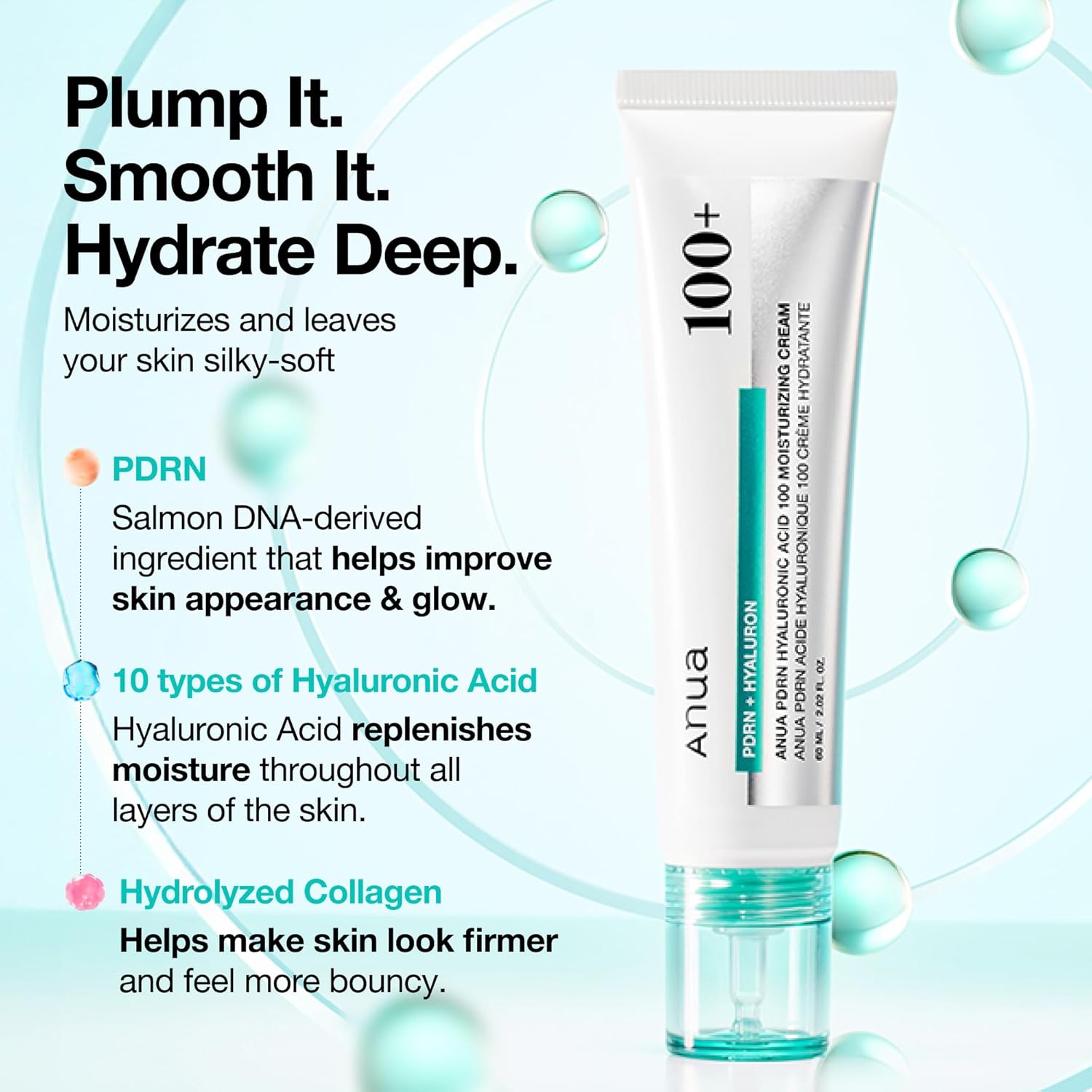 Anua PDRN Hyaluronic Acid 100 Moisture Cream 60ml