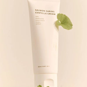 Heveblue Salmon Caring Centella Cream tube with salmon & centella design
Moist, non-sticky cream texture of Heveblue Centella Cream on hand
Salmon PDRN Korean cream for hydration and skin barrier repair
Soothing moisturiser with rice bran water and milk protein extract