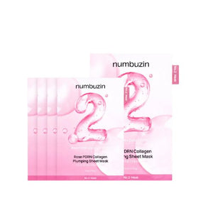 Numbuzin No. 2 Collagen Sheet Mask – hydrating face mask with Rose PDRN and 9 peptides,Firming and plumping sheet mask for tired, sagging skin – with collagen-rich serum and Rose PDRN,Anti-aging sheet mask in Dubai – Numbuzin No. 2 collagen mask for glow, elasticity, and fine lines