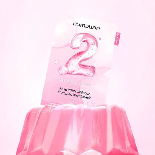 Numbuzin No. 2 Collagen Sheet Mask – hydrating face mask with Rose PDRN and 9 peptides,Firming and plumping sheet mask for tired, sagging skin – with collagen-rich serum and Rose PDRN,Anti-aging sheet mask in Dubai – Numbuzin No. 2 collagen mask for glow, elasticity, and fine lines