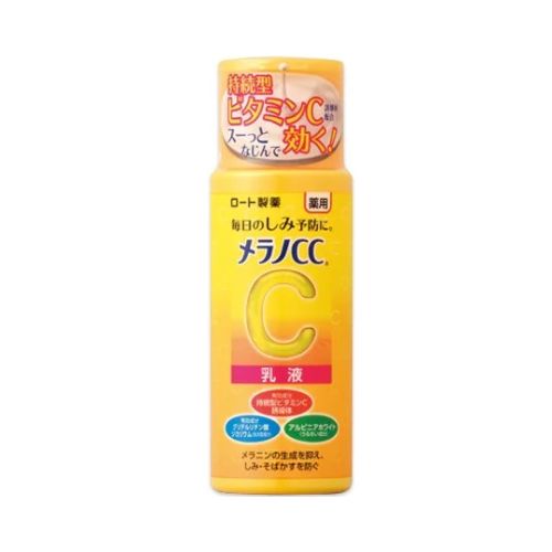 Melano CC Vitamin C Anti Blemish Brightening Milk bottle
lightweight vitamin C brightening milk texture
Japanese spot care emulsion for uneven skin tone
Rohto Mentholatum Melano CC skincare UAE