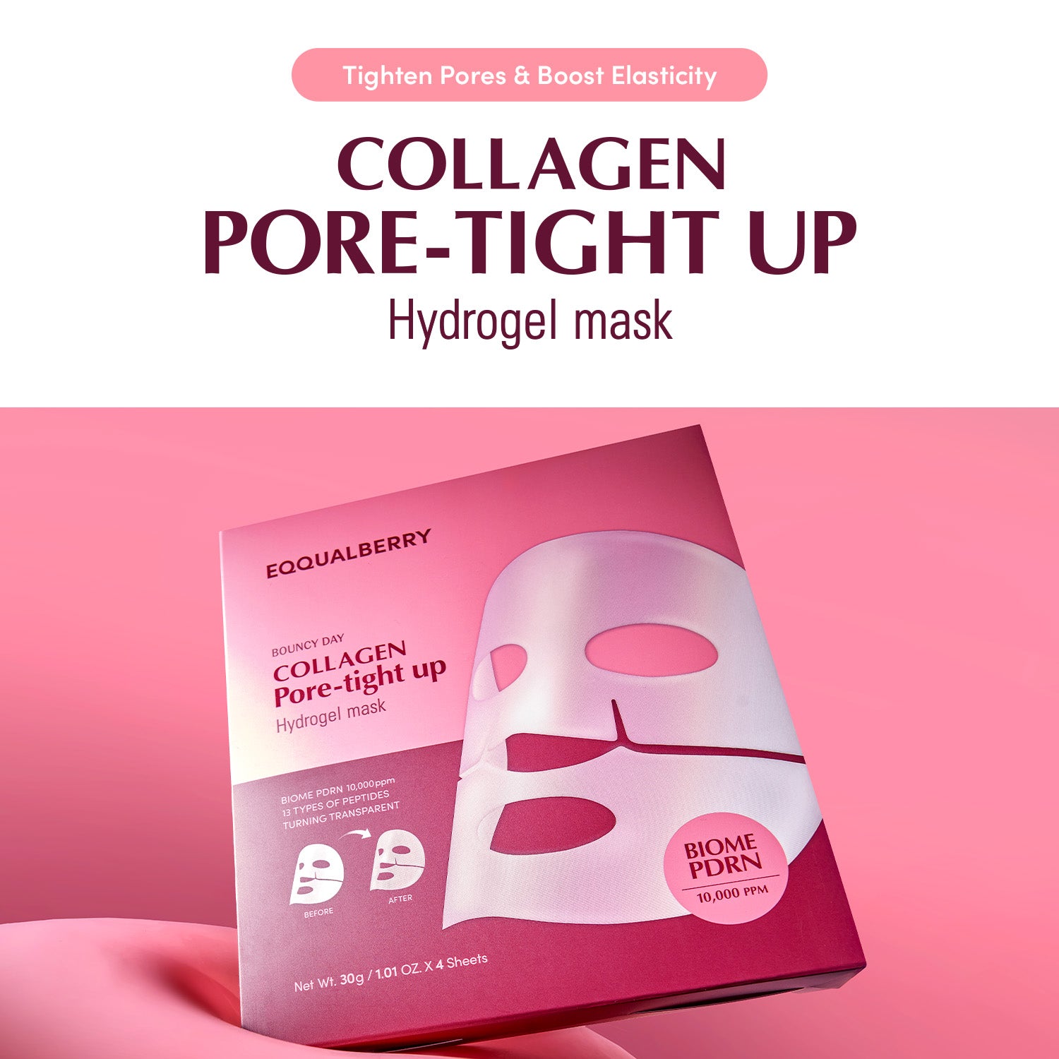 EQQUALBERRY Collagen Pore Tight Up Hydrogel Mask 4pcs.
