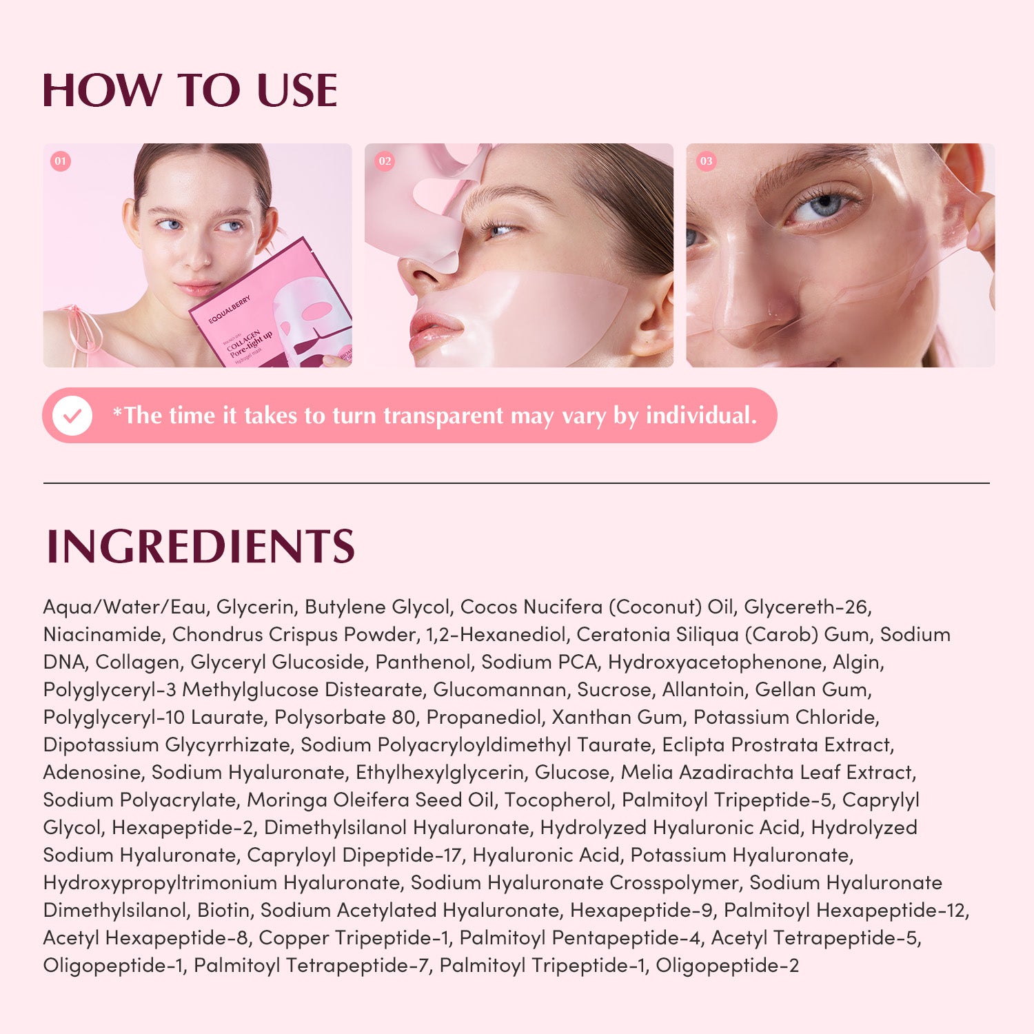 EQQUALBERRY Collagen Pore Tight Up Hydrogel Mask 4pcs.