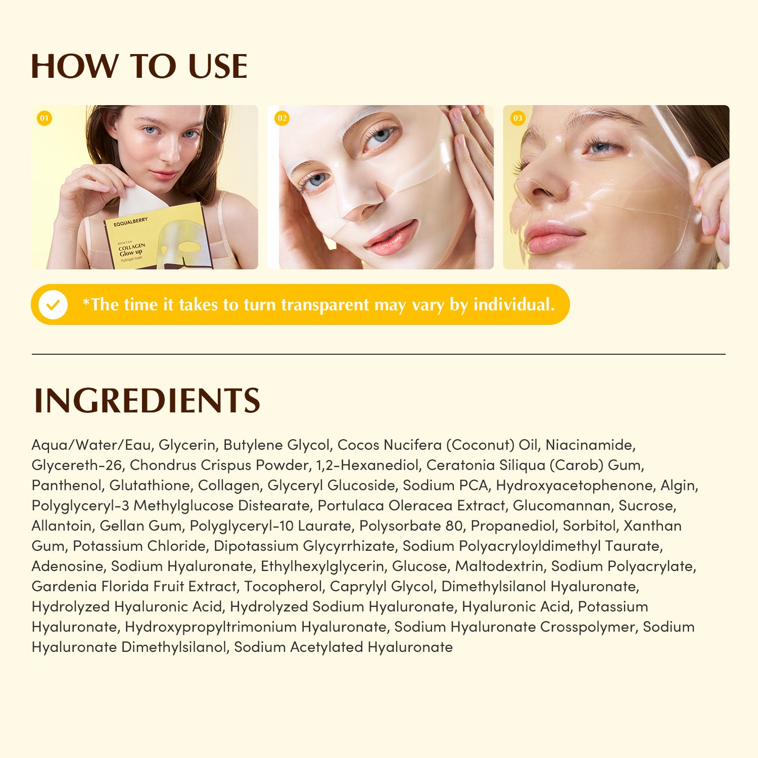 EQQUALBERRY Collagen Glow Up Hydrogel Mask – Korean Brightening Mask in Dubai
Niacinamide & Glutathione Hydrogel Mask – Deep Hydration & Glow
EQQUALBERRY Hydrogel Sheet Mask – Korean Skincare for Radiant Skin
Glutathione Collagen Mask for Dark Spots – EQQUALBERRY UAE
