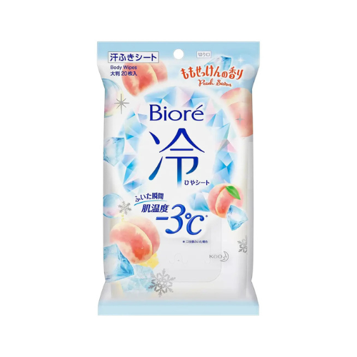 Biore Cold Body Wipes Peach Savon Japanese cooling wipes for sweat cleansing and fresh skin UAE