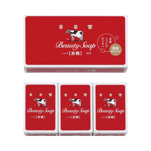 Cow Beauty Soap Red 3 in 1 Box 90g - Moisture Rose