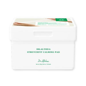 Dr. Althea Stretchfit Calming Pad container and stretchable pad
Korean soothing toner pads for sensitive and acne-prone skin
Cooling cica calming pads packaging for daily skincare routine