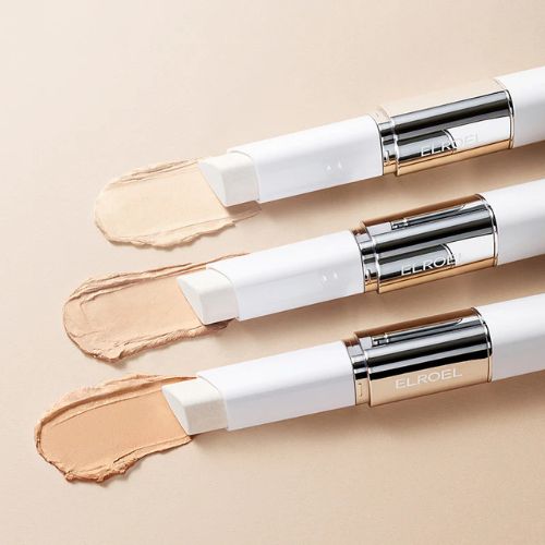 ELROEL Blanc Cover Stick V – Korean color-adaptive foundation stick with built-in brush | Portable makeup for dewy skin in Dubai UAE