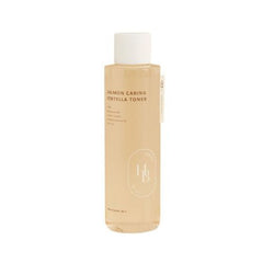 Heveblue Salmon Caring Centella Toner bottle with pink-toned liquid
Korean toner for sensitive skin with centella, salmon PDRN, and hyaluronic acid
Close-up of pH 5.5 salmon soothing toner for moisture barrier care
Lightweight hydrating toner texture on palm for dry or irritated skin
