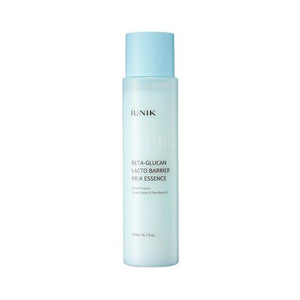 iUNIK Beta Glucan Lacto Barrier Milk Essence bottle packaging
milky essence texture close-up on skin
probiotic hydration essence for sensitive skin
Korean skincare product display at Crescite Beauty UAE