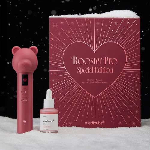 Medicube AGE-R Booster Pro Red Edition beauty device set
Medicube Holiday Set with PDRN Pink Peptide Serum and device
Korean facial lifting device with serum bundle UAE