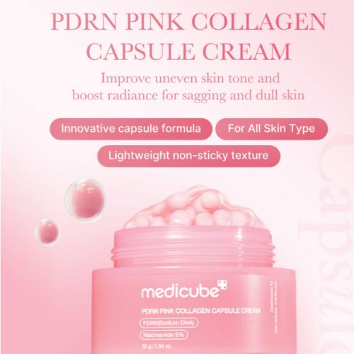 Pink collagen capsule cream for elasticity, hydration, and glass-skin effect UAE