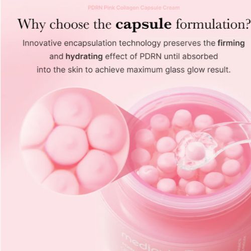 Pink collagen capsule cream for elasticity, hydration, and glass-skin effect UAE