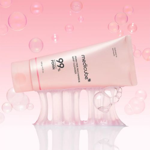 Medicube PDRN Pink Niacinamide Whip Cleanser – Korean brightening foam cleanser for all skin types,Gentle whipped facial cleanser for dull skin and clogged pores – with PDRN and niacinamide,Korean niacinamide foam cleanser in Dubai – Medicube PDRN Pink for glowing skin
