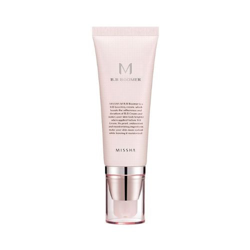 Missha M BB Boomer Primer tube packaging
Illuminating primer texture swatch for dewy makeup base
Korean primer under BB cream for smooth finish