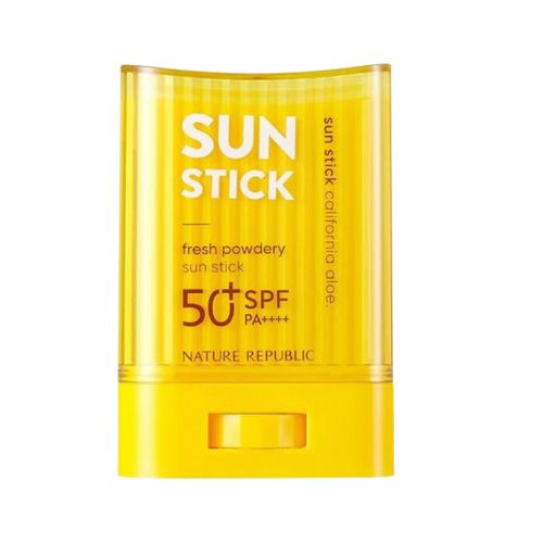 Nature Republic Aloe Fresh Powdery Sun Stick – SPF 50+ matte finish Korean sunscreen,Sebum-controlling sun stick with aloe – non-greasy SPF 50+ for oily and sensitive skin,Korean matte sunscreen stick in Dubai – Nature Republic Aloe sunblock for sweat and oil control