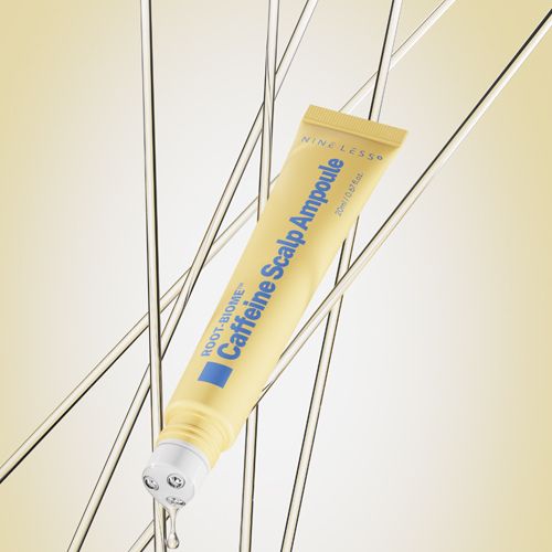 Nine Less Root-Biome Caffeine Scalp Ampoule bottle packaging
Cooling scalp ampoule for oily and sensitive scalp care
Korean scalp treatment ampoule with caffeine and menthol