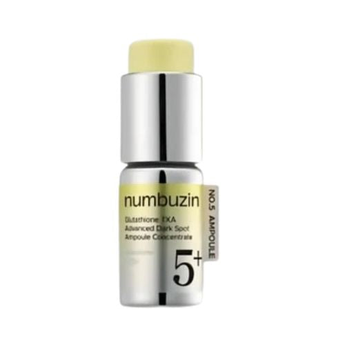 Numbuzin No.5 Glutathione TXA Advanced Dark Spot Ampoule bottle
Numbuzin No.5 dark spot ampoule serum texture
Numbuzin No.5 Glutathione TXA ampoule applied on skin