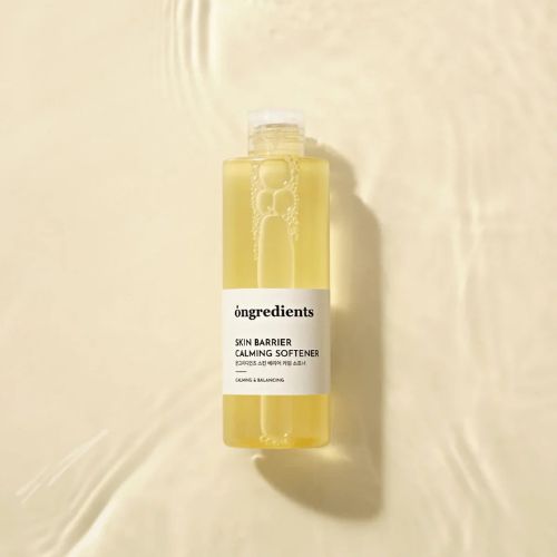 Ongredients Skin Barrier Calming Softener toner bottle packaging
Hydrating Korean toner for sensitive and dry skin barrier care
Facial softener with hyaluronic acid and ceramide for moisture support