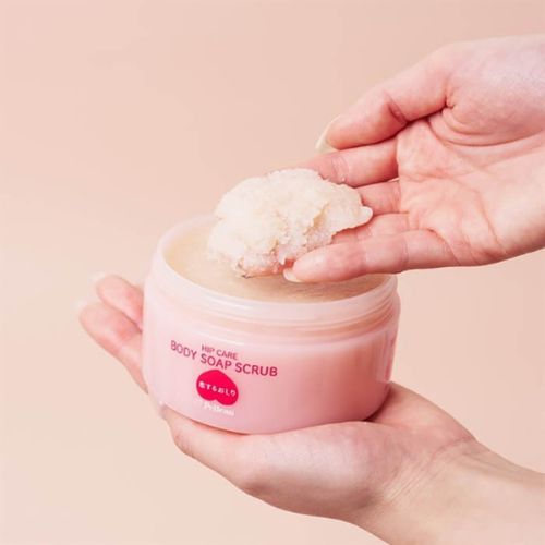 “Pelican peach-scented exfoliating body bar made in Japan”