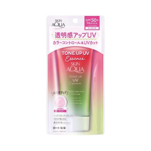 Skin Aqua Tone Up UV Essence Rose SPF50+ – Japanese sunscreen for brightening UAE