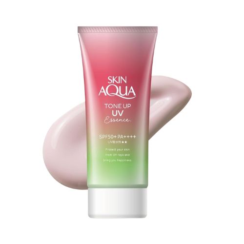 Skin Aqua Tone Up UV Essence Rose SPF50+ – Japanese sunscreen for brightening UAE