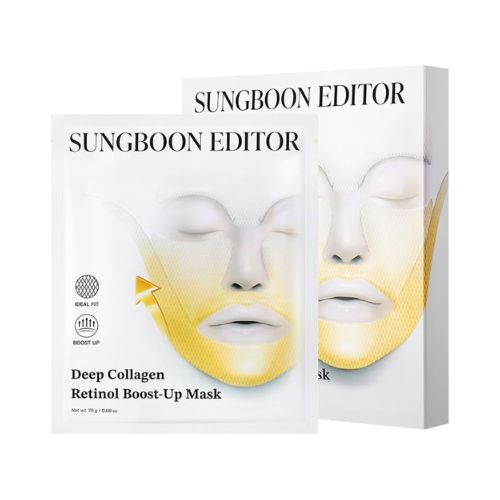 Sungboon Editor Deep Collagen Retinol Tension Boost Up Mask – Lifting hydrogel V-line face mask set for jawline and anti-aging skincare, available in Dubai UAE4sheets.