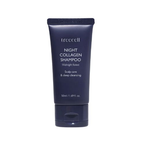 Treecell Night Collagen Shampoo – nighttime scalp-cleansing shampoo with collagen and mentholPurifying night shampoo for oily scalp and hair fall – with salicylic acid, centella, and rosemaryNight shampoo in Dubai – Treecell Midnight Forest collagen shampoo for scalp care and hair strength
